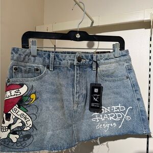 Ed Hardy Blue Mini Skirt Casual Night Out